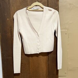 Zara Cream Ribbed Knit Sweater